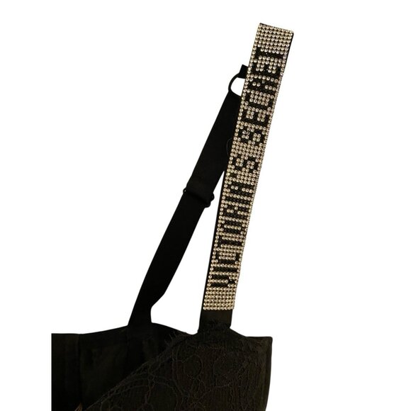 VICTORIA’S SECRET BLACK Very Sexy PUSH UP UNDERWIRE BRA SZ 36DD BLING - Picture 5 of 7